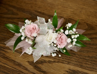 Pink and White Corsage from Kelley's Florist in Lake Placid, FL