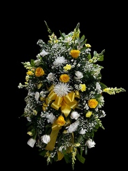 Yellow & White Sympathy Spray from Kelley's Florist in Lake Placid, FL